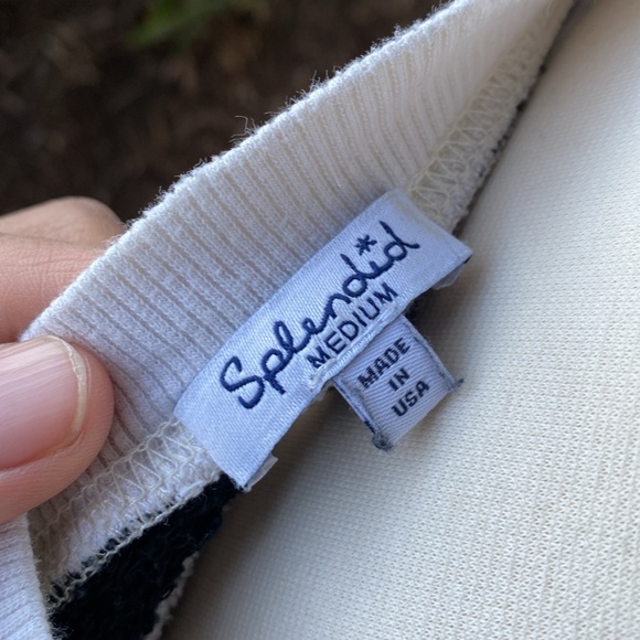 Splendid - woman’s, long sleeve, distressed top in size M in Black/White striped - Picture 6 of 6